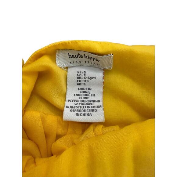 Haute Hippie Kid's Yellow & White Sunflower Crochet Mini Dress Size 6 - Picture 2 of 4